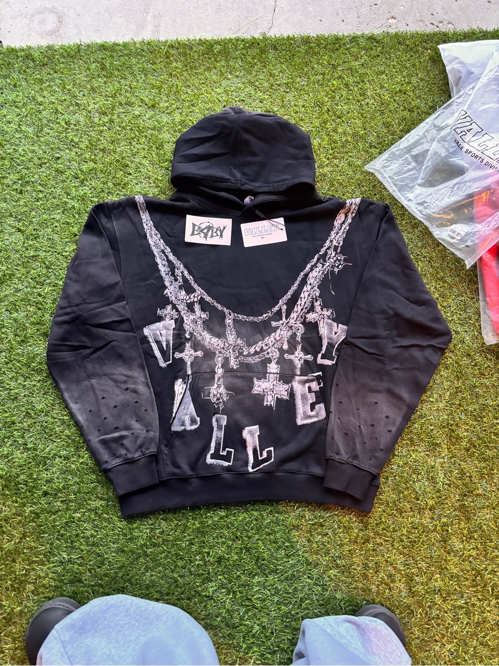 Vale chain black faded hoodie XL